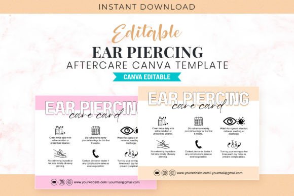 Editable Ear Piercing Care Instructions Guide