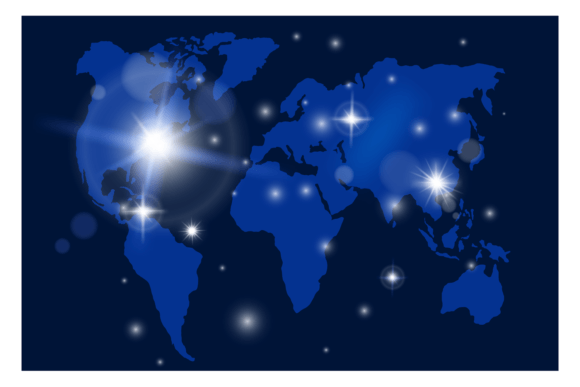 Making Global Data Feel Human with a World Map with Light Spots. Futuristic B