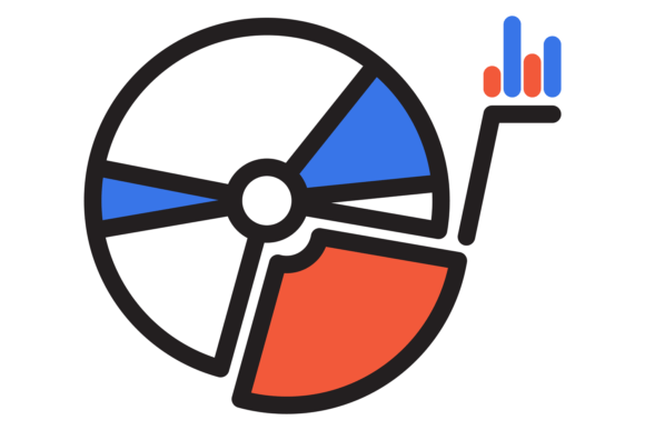 The Pie Chart Icon in Data Statistics and Color Design